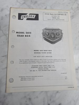 Dana Chelsea Repair/Service Parts List Catalog Manual Model 2615 Gear Box 1972