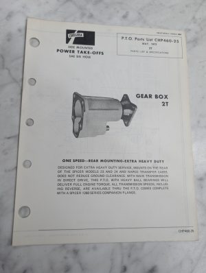 Dana Chelsea Repair/Service Parts List Catalog Manual Model 2T Gear Box 1972