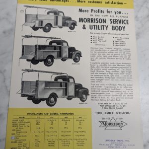 Morrison Service & Utility Body Sales Information Literature Brochure