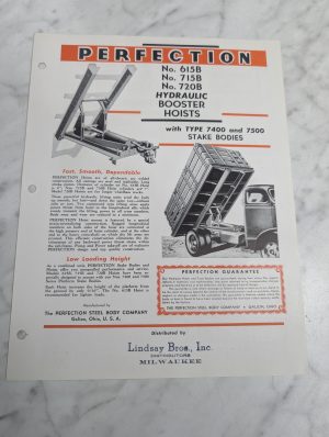 Perfection 615B 715B 720B Hydraulic Booster Hoist Sales Information Literature
