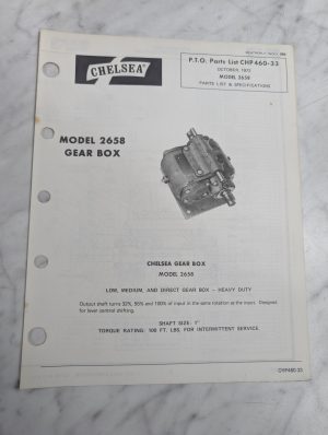 Chelsea Dana Service/Repair Parts List Catalog Manual 2658 Gear Box Model 1972