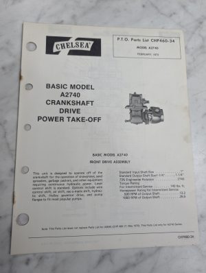 Chelsea Dana Service/Repair Parts List Catalog Manual A2740 Gear Box Model 1973