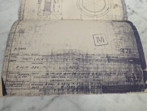 Cincinnati Grinders Nut-Lock Print Drawing Diagram 2.25 Std 3789