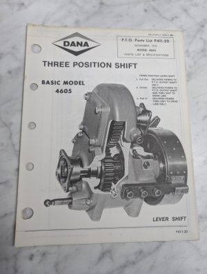 Dana Chelsea Repair/Service Parts List Catalog Manual Model 4605 Pto 1972