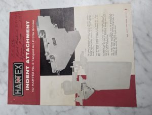 Harex Utd #3 Tangent Indent Attachment Sales Information Brochure Literature