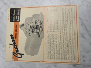 Graham Veriable Speed Drive 273A Price List Sales Literature Brochure Info