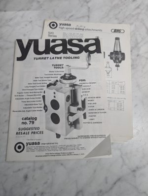 Yuasa Turret Lathe Tooling & Price List Sales Literature Brochure Catalog 1975
