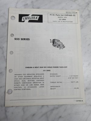 Chelsea Dana Service/Repair Parts List Catalog Manual S55 Model 1973 Pto
