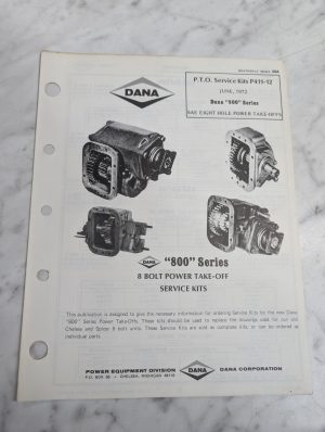 Dana Service/Repair Parts List Catalog Manual Model 800 Series Pto 1972