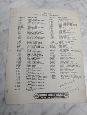Grob Illustrated Service/Repair Parts List Fa-18 Die Filing Machine