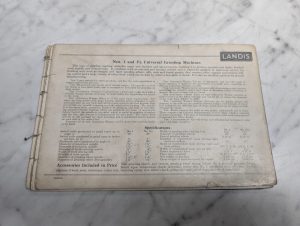 Operator Manual Service Parts List Landis #1 #1-1/2 Universal Grinding Machines