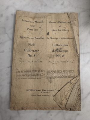 International Harvester Ih Field Cultivator 8 Owner Instruction Manual Part List