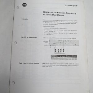 Allen Bradley Ab 1336 Plus Ii Adjustable Frequency Drive User Manual Supplement