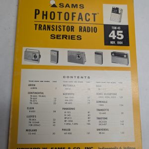 Sams Photofact Transistor Radio Series Repair Data Manual Volume Tsm-45 1964