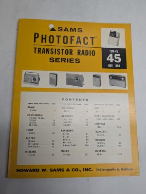 Sams Photofact Transistor Radio Series Repair Data Manual Volume Tsm-45 1964