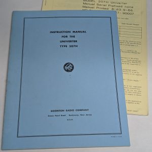 Boonton Radio Operator Instruction Manual Model Type 207H Univerter ~~