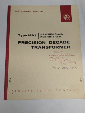 General Radio Instruction Manual 1493 9801 9811 Bench Rack Decade Transformer