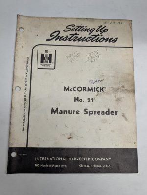 International Ih Setting Up Instruction Manual Mccormick #21 Manure Spreader