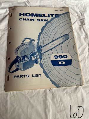 Homelite Chainsaw 990D Parts List #23637 May 1962 Assembly Sales Manual