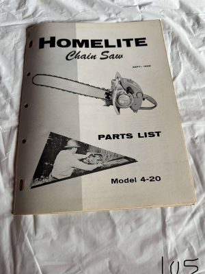 Homelite Textron Chainsaw Model 4-20 Parts List September 1958 Sales Manual
