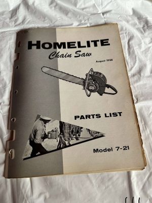 Homelite Textron Chainsaw Model 7-21 Parts List August 1958 Sales Manual