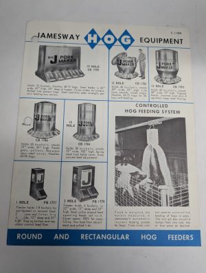 Jamesway Hog Equipment Sales Literature Brochure Catalog S-1100A