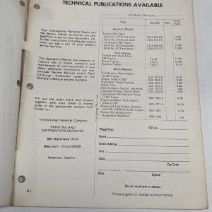 International Harvester Ih Operator'S Manual 706 Diesel All Wheel Tractors