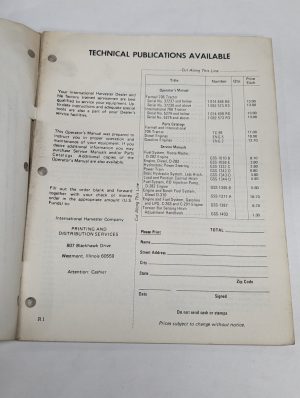 International Harvester Ih Operator'S Manual 706 Diesel All Wheel Tractors