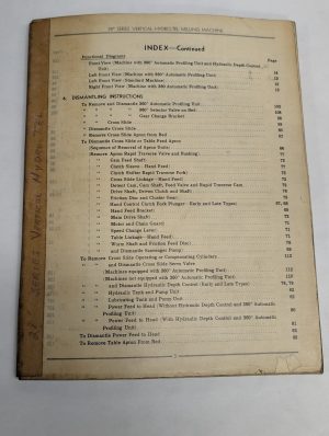 Cincinnati Service Manual Parts Catalog 28” Series Hydro-Tel Milling Machine