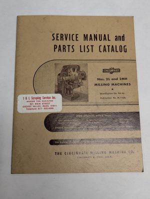 Cincinnati Milling Machine Parts List Service Repair Manual 2L 2Mh 9A-Ll 1947