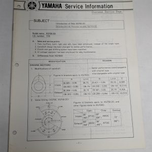 Oem Yamaha Xs750-2D Service Information Sheets Motorcycle Model Updates
