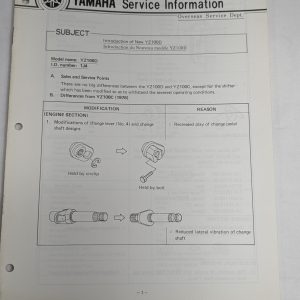 Oem Yamaha Yz10D Service Information Sheets Motorcycle Model Updates