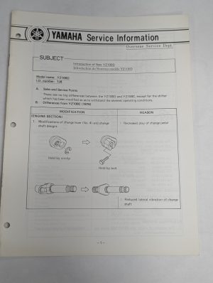 Oem Yamaha Yz10D Service Information Sheets Motorcycle Model Updates