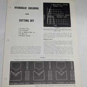 W.A. Whitney Hydraulic Shearing & Cutting Off Sales Brochure Information 1962