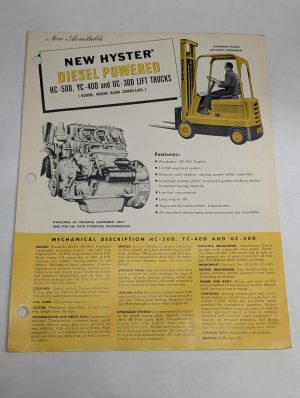 Hyster Diesel Powered Sales Literature Brochure Information Sheet Forklift
