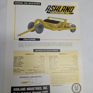 Ashland Industries Sales Information Sheet Brochure Literature Model 25 Scraper
