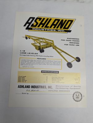 Ashland Sales Information Sheet Brochure Literature # L-12 Land Leveler