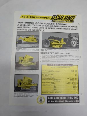 Ashland Sales Sheet 60 600 Scraper & 45 450 Specifications Information