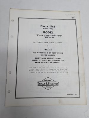 Briggs & Stratton Engine Illustrated Parts List Catalog Manual 8 Ms-3449