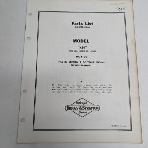Briggs & Stratton Engine Illustrated Parts List Catalog Manual 6H Ms-3411