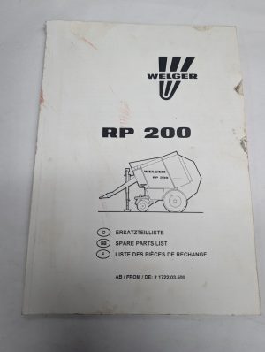 Welger Rp 200 Spare Parts List Catalog Manual # 1722.03.500 Shop Repair Book
