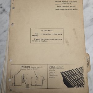 John Deere Jd Potato Digger One Row Pc-293 Parts List Book Catalog Manual