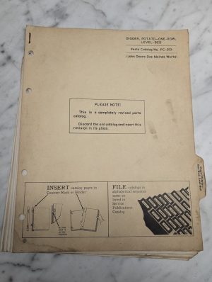 John Deere Jd Potato Digger One Row Pc-293 Parts List Book Catalog Manual