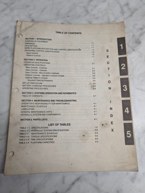 Wildcat 3000 Series Work Platform Operator Maintenance Manual Parts List Book