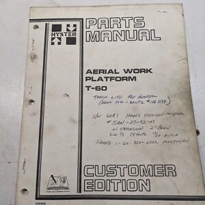 Hyster Parts Manual Book List Aerial Work Platform T-60 1984 Lift Oem Repair