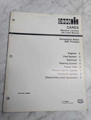 Case Cares Machine Location Job Code Manual Rectangular Balers 9-59460