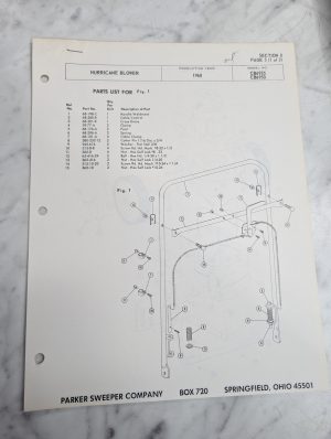Parker Sweeper Repair Parts List Sheets Catalog Model Cb6935 Cb6950