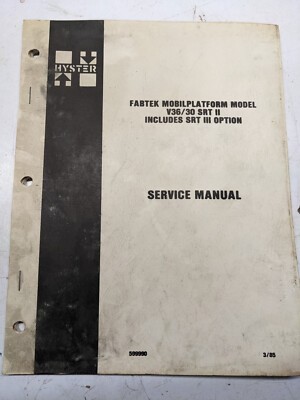 Fabtek Service Manual Mobilplatform V36 30 Srt Ii Iii Elec Repair Shop 599990
