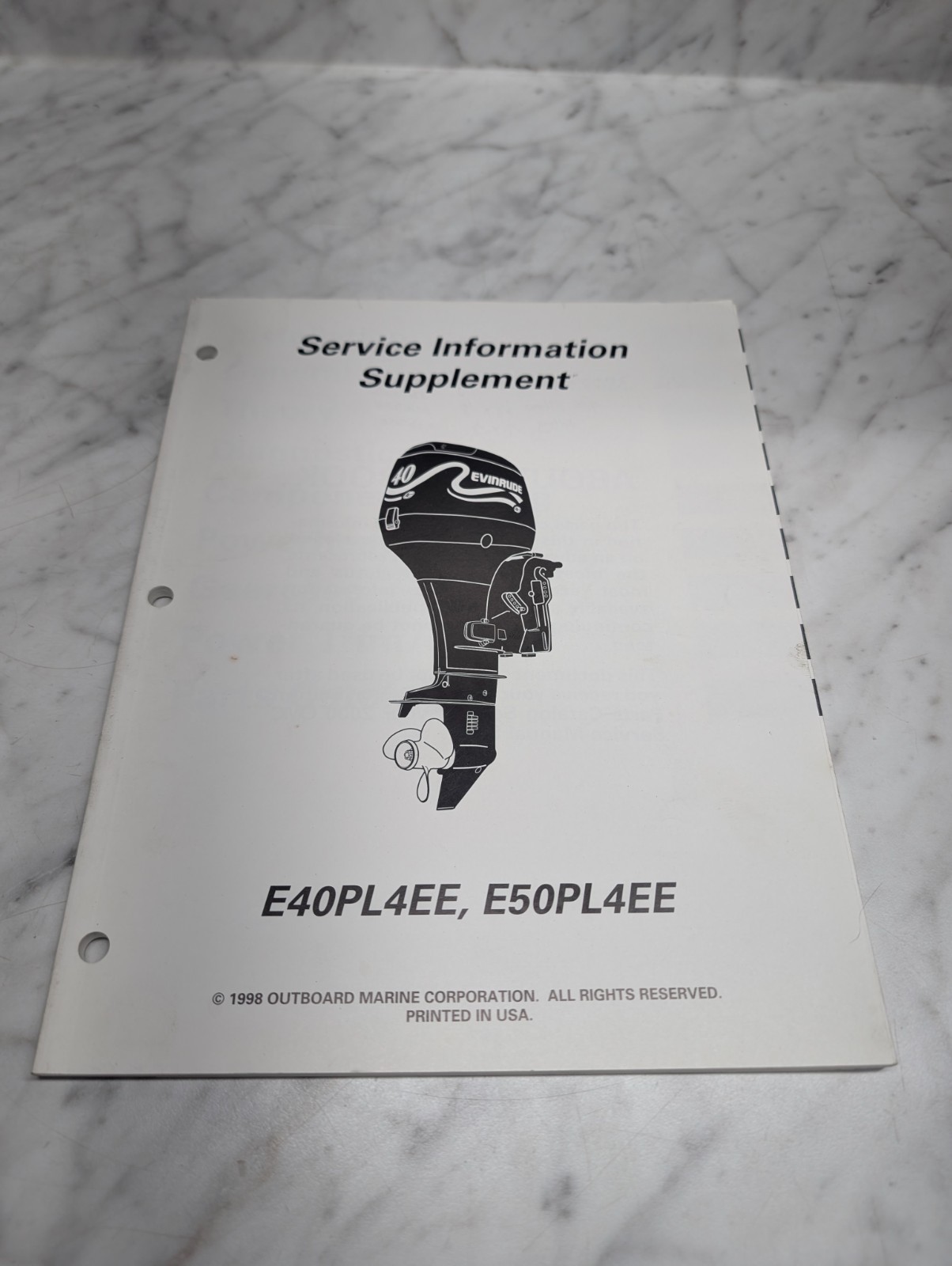 Supplement Johnson Evinrude Omc Service Manual "Ee" Models E40Pl4Ee E50Pl4Ee