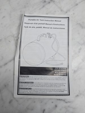 Portable Air Tank Ft5 Ft10 Mt5 Mt10 Instruction Manual Owners Guide Book